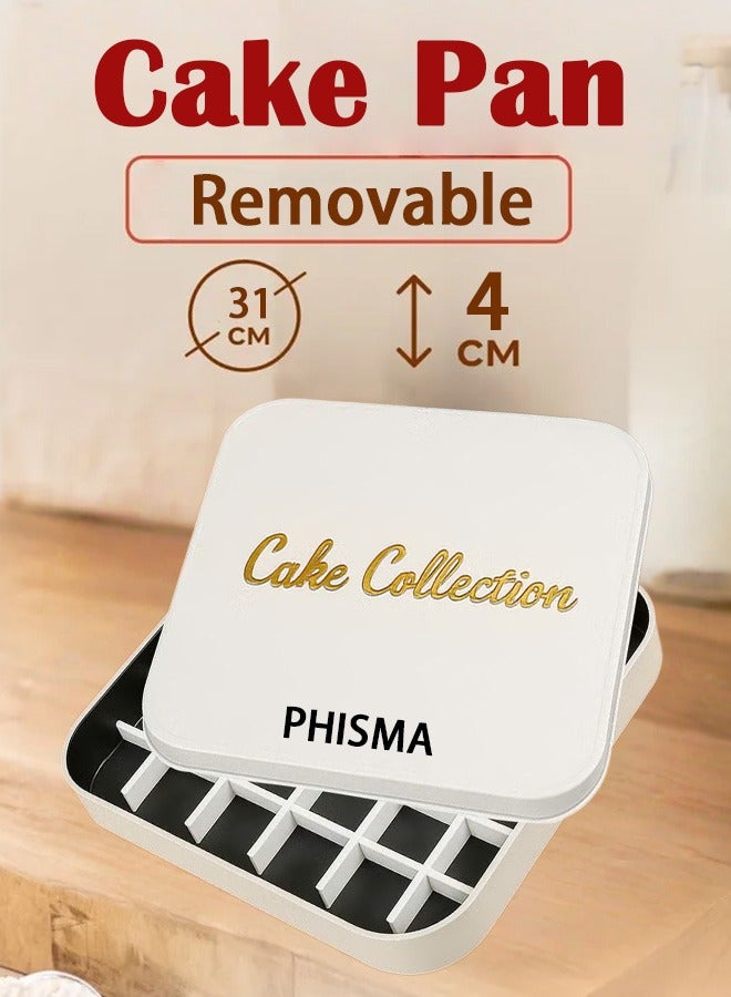PHISMA Dessert Baking Box, Container Non-Stick Cake Series, Square Cake Container with Plastic Partition，Cake cutter or divider-Square pure white - Image 1